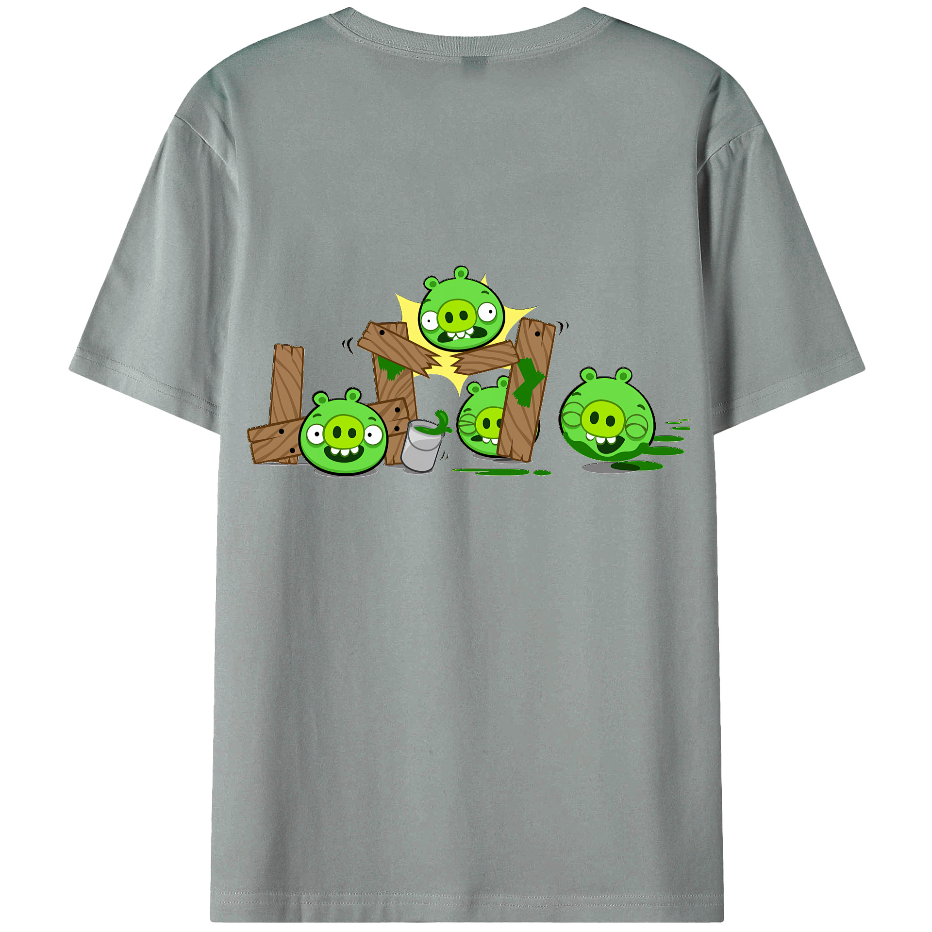 （画像用） Angry Birds アングリーバード 綿100％ メンズ半袖Tシャツ（バックプリント） 通気性